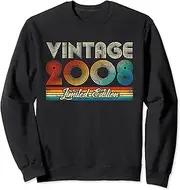 [X.Style] 15 Year Old Vintage 2008 Limited Edition 15th Birthday Retro Sweatshirt ds400 Sweater (S) Black