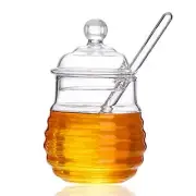 Honey Jar Glass Honeypot with Dipper and Lid Cover Honey Containers for Home