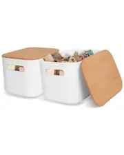 Fresh Fab Finds 2pc Storage Bins With Bamboo Lids