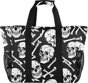 [sanluoli] Totes Foldable Beach Tote Waterproof Canvas Travel Laundry Bag, Skull Bones Painted Black and White, 1 size