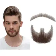 Fake Beard Realistic 100% Human Hair Full Hand Tied Goatee Brown For Men Makeup Entertainment/drama (hz06)