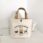 Canvas Mini Handbags Peach Lunch Bag Fashion Storage Bags Women