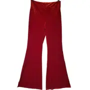Mod Cloth Loving Lux Life Red Velvet Wide-Leg Flare Pants Hippie Festival - M