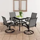 5 Piece Garden Dining Set Textilene and Steel Outdoor Furniture Patio Tabl 60282