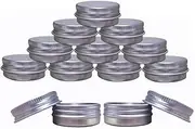 Aluminum Tin Jars, Cosmetic Sample Metal Tins Empty Container Bulk, Round Pot Screw Cap Lid, Small Ounce for Candle, Lip Balm, Salve, Make Up, Eye Shadow, Powder (12 Pack.5Oz/15ml)