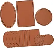 BEBEMOKO 2sets Leather Tags Sew-on Patches for Handmade Items Pu Clothing Tags Fabric Labels Wide Application for DIY Apparel 15pcs*2