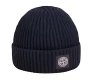 Stone Island 7915N22C3 Berretto Beanie Hat 100% Virgin Wool BLACK,NAVY,ECRU