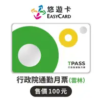 在飛比找博客來優惠-TPASS行政院通勤月票(雲林)Supercard悠遊卡【受