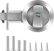 Round Pocket Door Lock Set, Thickened Zinc Alloy Sliding Pocket Door Lock Hardware Kit, Brushed Silver Pocket Doors Latch for Bed Room, Kitchen, Bathroom, Laundry Room Doors Privacy Lock