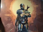 52 north Star Wars the mandolorian with baby yoda Canvas famous scene Wall Art P