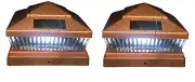 2 Pcs Copper Solar Garden Outdoor Cap Post Light 6X6 Plastic with 5 LED Bulbs