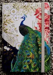 Fringe Studio Peacock Hardback Lined Notebook Journal - Elastic Band Closure NEW
