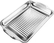 Stainless Steel Roasting Tray Durable Multi Use Rectangular Grilling Pan for Seafood for Home Restaurant Cooking Flipping Removal