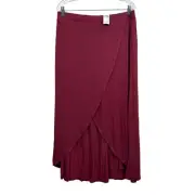 Charlotte Russe Womens Maxi Skirt Stretch Faux Wrap Open Front Maroon Size 1X