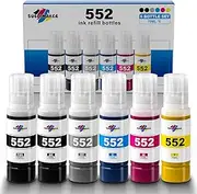 552 Ink Refill Bottles 6 Pack Replacement for Epson Ecotank Photo ET-8550 ET-8500 ET8550 ET8500 8550 8500 Printer, Compatible for Epson 552 Ink Refill Bottles (BK Pigment, PB C M Y GY Dye)