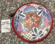 Prepara 10" Tortilla Shell Warmer Microwave Red Fiesta Print Fabric Silcone NEW