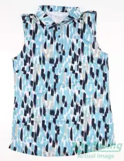 New Womens Puma Cloudspun Three Brush Sleeveless Polo Small S Navy/Blue MSRP $55