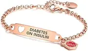 [Divoti] Pre-Engraved Simple Rolo Chain Medical Alert id Bracelet for Women