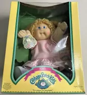 1983 Cabbage Patch Kids Girl Blonde Hair Blue Eyes Dimples Tooth MIB