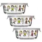 Pyrex Peanuts Snoopy Glass Storage Heat Resistant Containers Round 3p 380ml Set