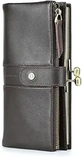 [CONTACTS] Kiss Lock Wallet for Women Contact's Leather Kiss Clasp Wallets Coin Purse Clutch Wallet Zipper Phone Holder with 12 Card Slots