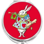 White Rabbit Alice in Wonderland Compact with Mirrors - for Pocket or Purse