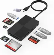 USB C USB3.0 Multi Card Reader Hub, USB 3.0 Memory Card Adapter with Multiport
