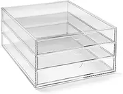 OSCO Portrait Clear Acrylic 3 Tier Papersorter | A4 Document Storage | Filing Drawers | Paperwork Organiser | Desk Tidy | Lego Sorter| Coffee Capsule Pods Holder | H13 x D32 x W24 cm |