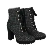 Just Fab Shandee Womens NEW w/Box Pearl Gray Tweed Boots w/3.5 Heels - sz. 6 1/2