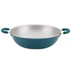 Aluminum Nonstick Wok 14.25-Inch with Stainless Steel Base and Nonstick Coating