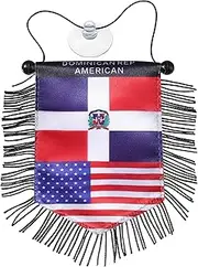 Dominican American Flag Rearview Mirror Hanging Accessory – Patriotic Car Decor for Dual Heritage
