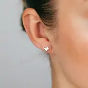 Sterling Silver Rhodium Plated White Zirconia Heart Stud Earrings