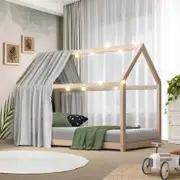 Oikiture Kids Wooden Bed Frame Single Wooden Pine Timber Platform