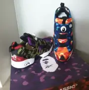BAPE x Reebok Instapump Fury camo Black White 10 a bathing ape orange blue