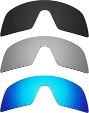 [Alphax] 3 Pcs Black & Titanium & Ice Blue Polarized Replacement Lenses for Oakley Sutro OO9406 Sport Sunglsses