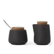 Viva Nicola Charcoal Sugar and Creamer Set Porcelain Coffee and Tea Serving S...