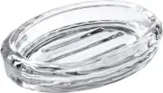 Clear Glass Soap Dish with Raised Ridges, Oval Heavy Bar Holder