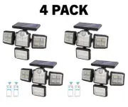 4 PACK! Solar LED Motion Sensor Flood Lights with 4 Head & Remote Yard Spotlight