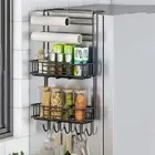 No-Hole Refrigerator Side Shelf Wall Hanging Fridge Shelf Rack for Home