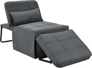 Foret 1-Seater Sofa Bed Lounge Ottoman Adjustable Couch Recliner Dark Grey