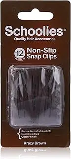 [Schoolies] Hair Accessories Non Slip Snap Clips 12 Pieces, Krazy Brown