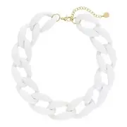Chunky Acrylic Necklace Smooth Chain Link Cool Statement Choker Cuban White