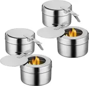 4Pack Stainless Steel Fuel Holders, Chafing Fuel Holders with Cover, Fuel Holder
