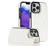 3 Cards Leather Case for iPhone 13 Pro, RFID Blocking Material to Protect Card Data - White