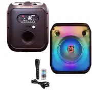 MR DJ CUBE8 8" Rechargeable Portable Karaoke Speaker with Party Flame Lights Mic