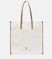 [Brunello Cucinelli] Brunello Cucinelli Leisure Large canvas tote bag One Size white