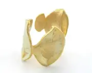 Ring Leaf Adjustable Ring Matte Gold Plated brass (17.5mm 7US inner size 3272