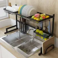 在飛比找Yahoo!奇摩拍賣優惠-廚房置物架304不銹鋼水槽晾碗架碗碟水池瀝水收納架家用碗柜盤