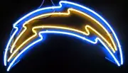 Los Angeles Chargers Man Cave 20"x16" Neon Lamp Light Sign Bar Open Real Glass