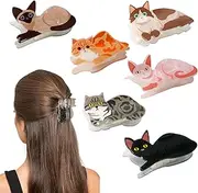 Framendino, 6 Pack Cat Hair Claw Clips Hairpins Cute Small Animal Shaped Clip for Birthday